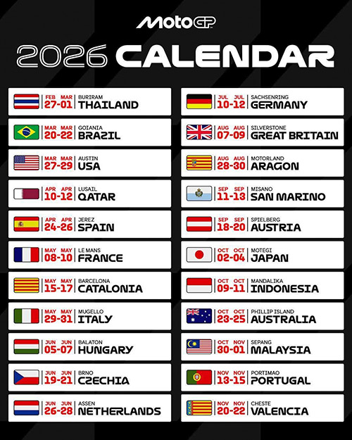 Calendario MotoGP 2026