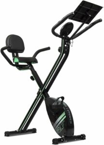 Cecotec Bicicleta Estática Plegable con Volante de Inercia de 2,5 Kg X-Bike Pro. Sistema Silence Fit, Respaldo, Manillar y Sillín Regulable, Pulsómetro, Pantalla LCD, Ruedas, Peso máximo 100 Kg 