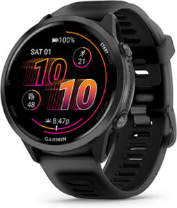 Garmin® Forerunner® 570, 47 mm, Reloj Inteligente avanzado GPS para Correr y triatlón, Pantalla AMOLED, características de Entrenamiento y recuperación, Aluminio Gris Pizarra con Correa Negra 