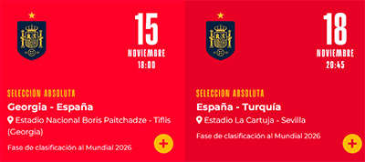 ESPAÑA partidos clasificación MUNDIAL 2025