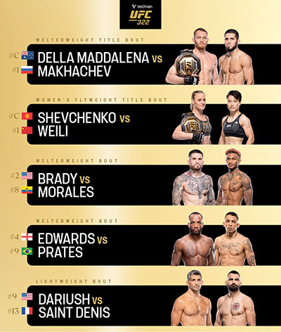 UFC 322 Jack Della Maddalena vs Islam Makhachev 