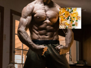 cuerpo musculoso y pastillas