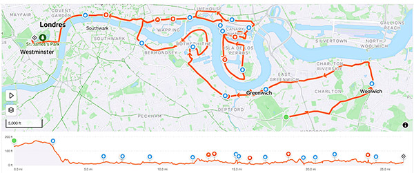 Maratón de Londres recorrido
