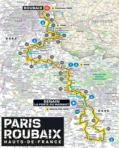 París-Roubaix 2026 mapa