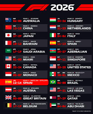 CALENDARIO F1 2026