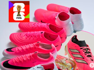 botas de fútbol rosas
