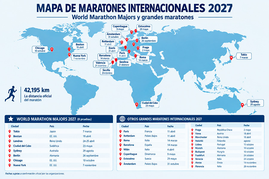 🌍 Mapa mundial de maratones internacionales 2027
