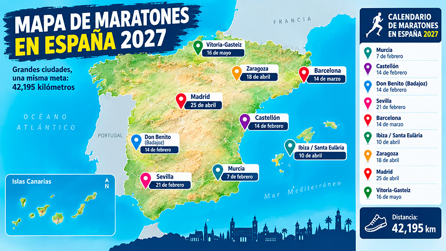 Mapa de maratones de España2027